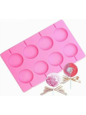 Teknotrust Kalıp Çubuklu Halka Şeker, Çikolata, Dondurma, Lolipop Silikon Kalıbı 8'Li