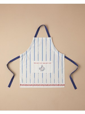 Mediterian Pamuk Mutfak Önlüğü 60x75 cm Beyaz-Mavi, şık ve kullanışlı mutfak koruyucu