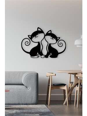 Sevgili Kedi Figürü Duvar Dekoru - Duvar Süsü (40*25 cm )