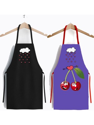 Ays Home 2'li Kiraz Siyah Mor Leke Tutmaz Mutfak Önlüğü Seti