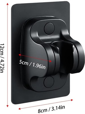 Siyah Kendinden Yapışkanlı 15 kg Taşıyabilen Nano Duş Başlığı Askısı Mafsal Kolay Temiz Kurulum