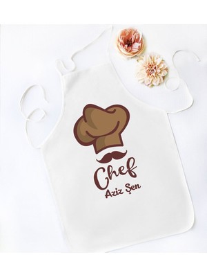 Mediterian Kişiye Özel Beyaz Mutfak Önlüğü, Şık ve Kullanışlı, Pamuk Polyester, Ev Hediyesi