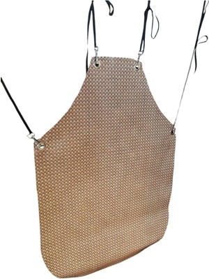 Mediterian Şık ve rahat vegan suni deri mutfak önlüğü, bej renk, 110x70 cm