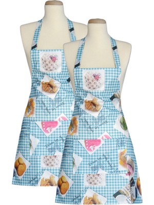 Mediterian İkili sıvı geçirmez mutfak önlüğü, suya dayanıklı, şık tasarım 50x70 cm, yeşil