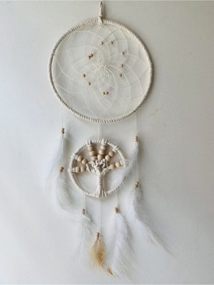 El Yapımı Hayat Ağacı Tüylü Düş Kapanı Rüya Kapanı Rüya Kovucu Duvar Süsü/dekoru