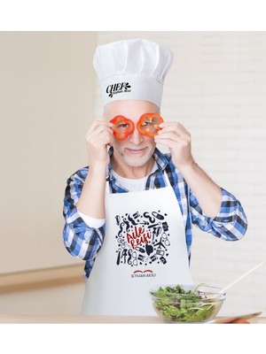 Mediterian Özel Erkek Mutfak Takımı, Aile Reisi Şıklığı ve Şapka Kombini, Pamuk, Çok Renkli