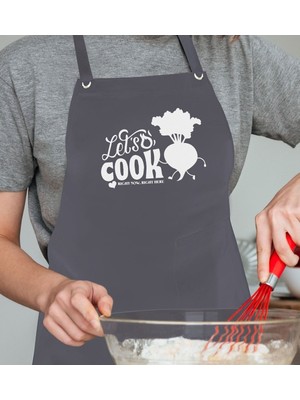 Mediterian Şık Antrasit Mutfak Önlüğü, Aşçı ve Şef İçin, 77x150 cm, Gri Renk