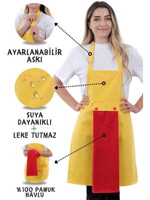 Mediterian Renkli askılı mutfak önlüğü seti, şık ve kullanışlı, 50x70 cm, pamuk polyester
