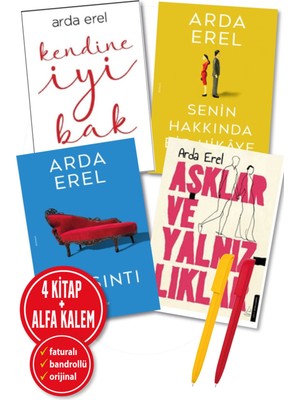 Alfa Kalem+ Arda Erel 4 Kitap(Sarsıntı+Kendine Iyi Bak+Aşklar ve Yalnız+Senin Hakkında Bir Hikaye)
