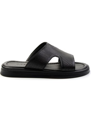 Bambi Siyah Leather Erkek Terlik E04557241243