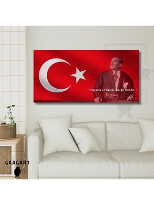 Panoramik Kanvas Makam Panosu Atatürk Sözleri ‘’hayatta En Hakiki Mürşit Ilimdir. ‘’