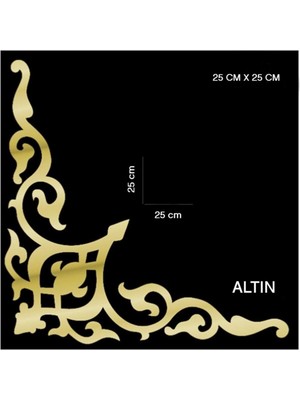 Dekoratif Yapışkanlı Mobilya Dolap Süsü Altın 25 x 25 cm Köşe Aynalı Pleksi