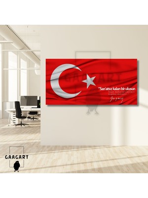Panoramik Kanvas Makam Panosu Türk Bayrağı Atatürk ve Sanat