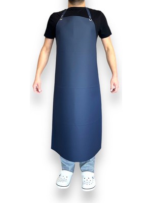 Mediterian Lacivert Suni Deri Mutfak Önlüğü, şık ve dayanıklı tasarım, 70x120 cm