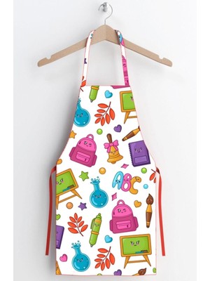 Mediterian Renkli çocuk boyama önlüğü, rahat ve kullanışlı, 5-7 yaş, polyester, 45x55 cm