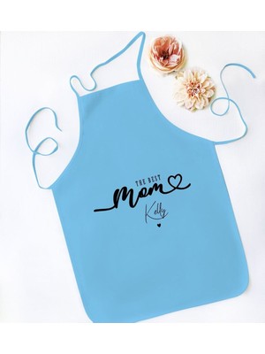 Mediterian Anneler Günü Mavi Mutfak Önlüğü, Renkli ve Şık, 77x150 cm, Aşçı ve Şefler İçin