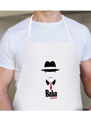 Mediterian Kişiye özel baba temalı renkli beyaz mutfak önlüğü, şık ve kullanışlı mutfak aksesuarı