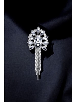 Metal Çeşitli Taşlı Sarkıt Broş