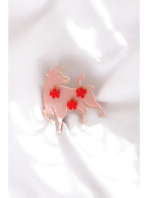 Renkli Pleksi Boğa Broş