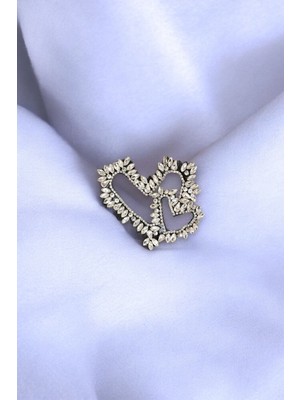 Dikme Taşlı Çift Kalpli Aksesuar