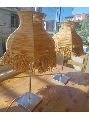 Rafya Hasır Bohem Trend Abajur Başlık Tekli Ayak Dahil Değildir..