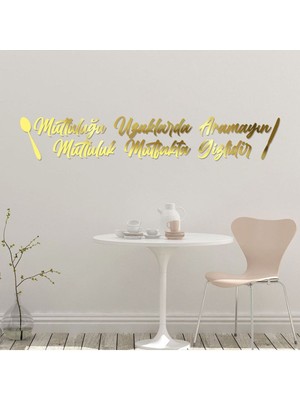 82X15 cm Dekoratif Mutfak Yazısı Altın