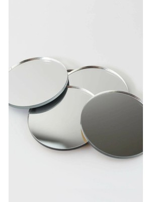 Gümüş Dekoratif Süs, Pleksi Ayna, Yuvarlak 10 Adet 5*5 cm