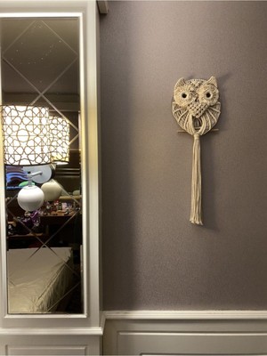 Makrome Baykuş Duvar Süsü