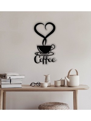 Coffee Lazer Kesim Ahşap Duvar Süsü - Duvar Dekoru ( 40X20 cm )