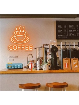 Coffee - Kahve -Neon LED Dekoratif Duvar Yazısı Tabelası Aydınlatması Gece Lambası SMC-1041