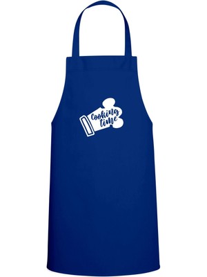 Mediterian Saks Mavisi Özel Baskı Chef Mutfak Önlüğü, Şık ve Rahat Tasarım, Renk: Lacivert