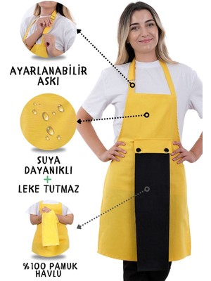 Mediterian Renkli askılı mutfak önlüğü seti, şık ve kullanışlı, 50x70, pamuk polyester