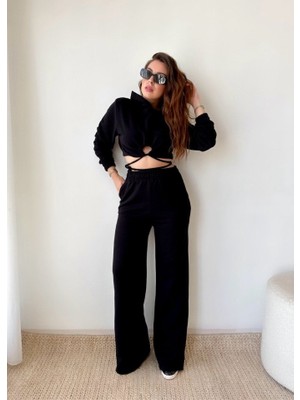 Passense Kadın Crop Bağlama Detaylı Eşofman Takımı