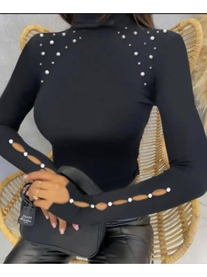 Passense Kadın Boğazlı Inci Detay Fırsat Ürün Bluz