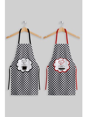 Ays Home Siyah Beyaz Pötikareli Yetişkin 2'li Mutfak Önlüğü Seti