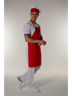 Mediterian Kırmızı Mutfak Askılı Önlük, Şık ve Kullanışlı, 70x100 cm, Kumaş Renkli Tasarım