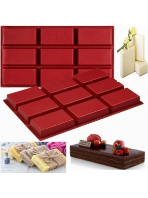 Teknotrust Silikon Dikdörtgen Sabun Pasta Kek Kalıbı 9’Lu Silikon Kalıp 9.5X6X3