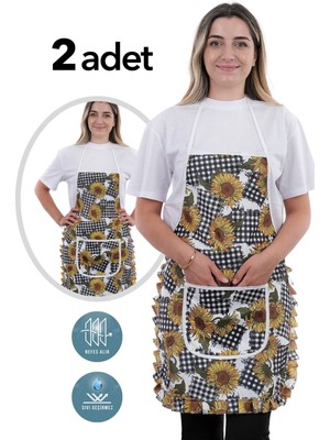 Mediterian Siyah Mutfak Önlüğü, Sığdırıcı ve Şık, Polyester, 50x70 cm