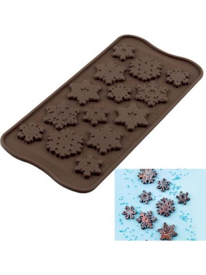 Teknotrust Kar Tanesi Silikon Kalıp 14Lü Yılbaşı Şeker Hamuru Sabun Mum Kokulu Taş Pasta Çikolata Kalıbı