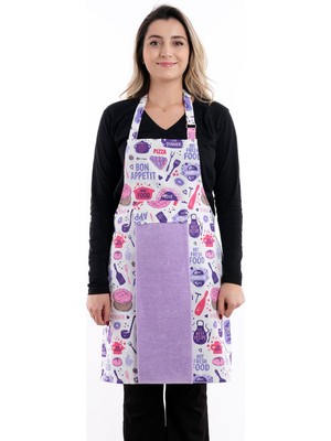 Mediterian Mor ayar askılı sıvı geçirmez mutfak önlüğü, şık ve pratik kullanım, 55x75 cm