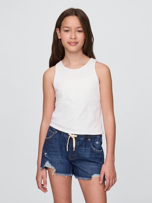 Kız Çocuk Kırık Beyaz Crop Atlet