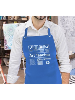 Mediterian Mavi Mutfak Şef Önlüğü, Pamuk, Renkli, Profesyonel ve Şık Tasarım