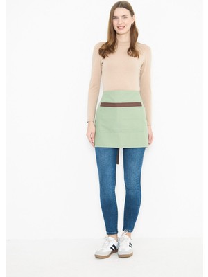 Mediterian Yeşil Keten Su İtici Kadın Önlük, Seramik, Pasta, Aşçı, Garson, Çiçekçi için, 65x40