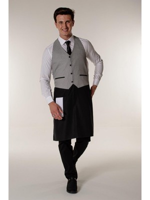 Mediterian Şık ve kullanışlı siyah askılı garson yeleği 70x100, kumaş malzeme