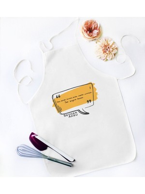 Mediterian Kişiye Özel El Yazılı Çok Renkli Pamuklu Mutfak Önlüğü, 2'li Set