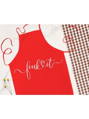 Mediterian Kırmızı Mutfak Önlüğü, Pamuk Polyester, Şık ve Kullanışlı Aşçı Gereci