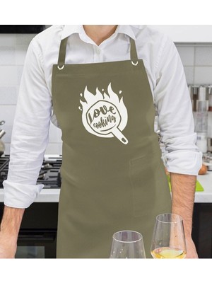 Mediterian Haki Yeşil Mutfak Önlüğü, Şef ve Aşçı Tasarımı, 77x150, Renkli, Profesyonel ve Ev Kullanımı