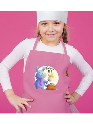 Mediterian Çocuklar için renkli paskalya temalı mutfak önlüğü, kişiye özel tasarım, çok renkli