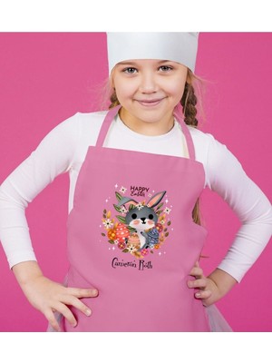 Mediterian Çocuklar İçin Renkli Mutfak Önlüğü, Kişiye Özel, Paskalya Temalı