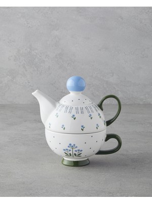 English Home Blue Flowers New Bone China Demlik Seti 400 ml Mavi